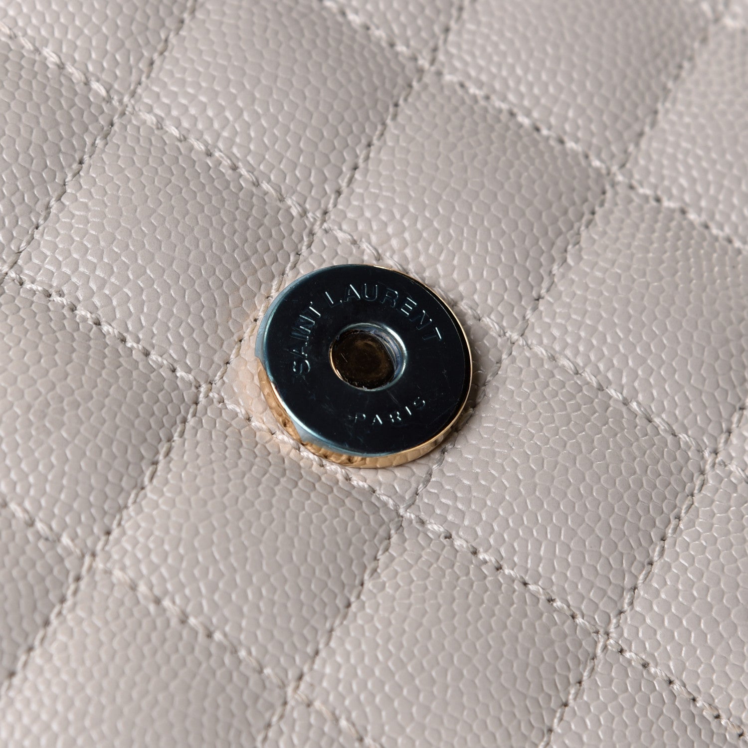 Saint Laurent Grain De Poudre Textured Mixed Matelasse Medium Triquilt Monogram Satchel Crema Soft 9 of 11