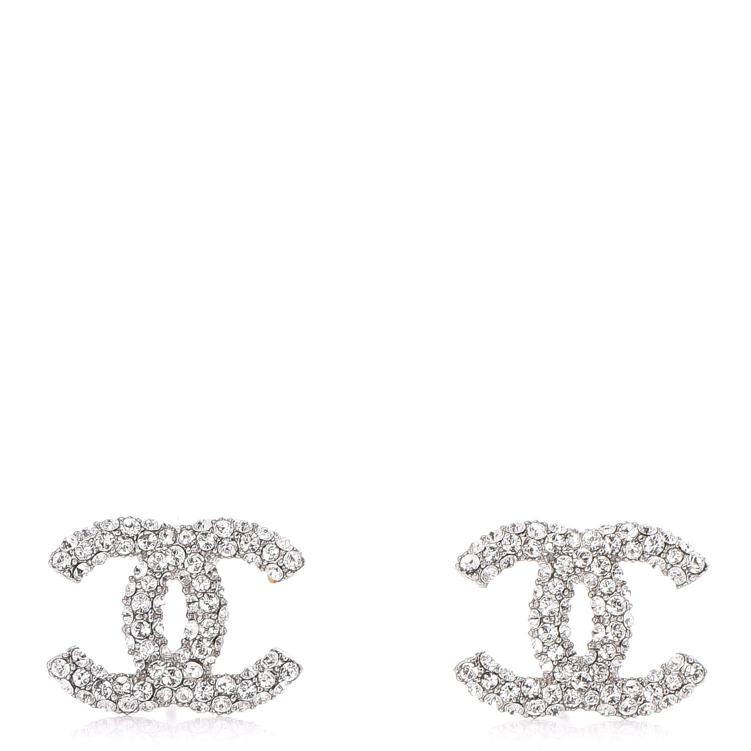 Chanel Crystal CC Earrings Silver 1 of 5