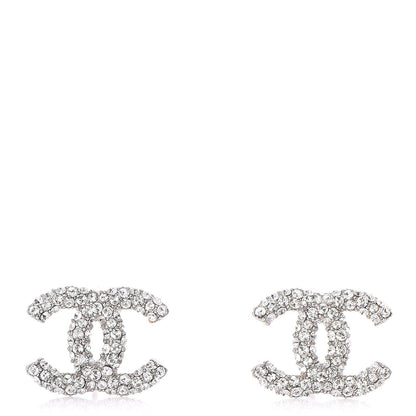 Chanel Crystal CC Earrings Silver 1 of 5