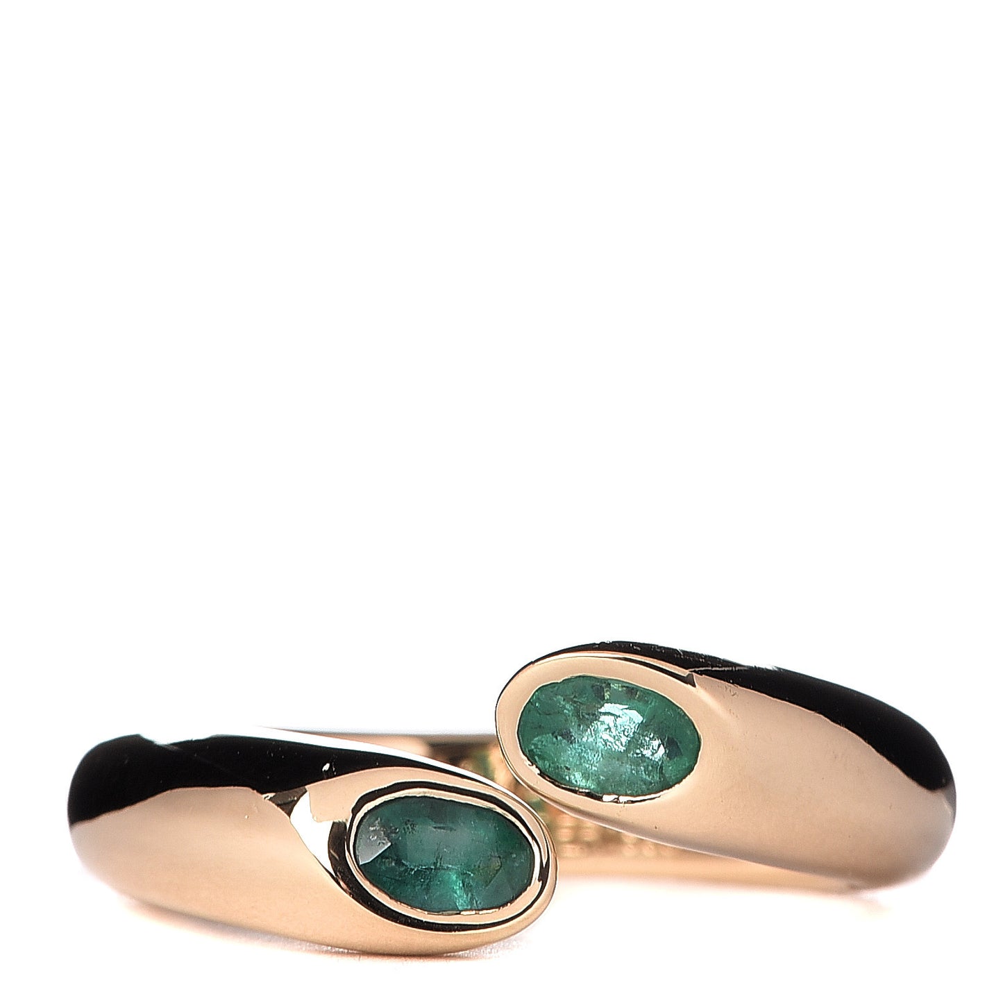 18K Yellow Gold Emerald Ellipse Deux Tetes Croisees Bypass Ring 52 6