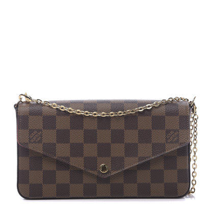 Louis Vuitton Damier Ebene Pochette Felicie Chain Wallet 1 of 10