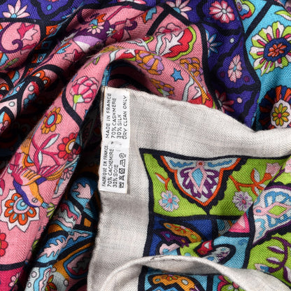 Hermes Cashmere Silk Au Pays Des Oiseaux Fleurs Shawl 140 5 of 5