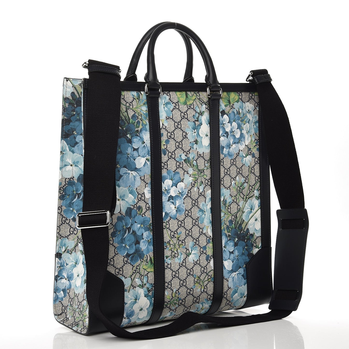GG Supreme Monogram Blooms Vertical Tote Blue