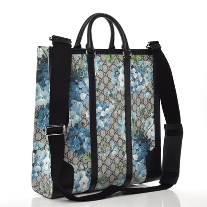 Gucci GG Supreme Monogram Blooms Vertical Tote Blue 4 of 9
