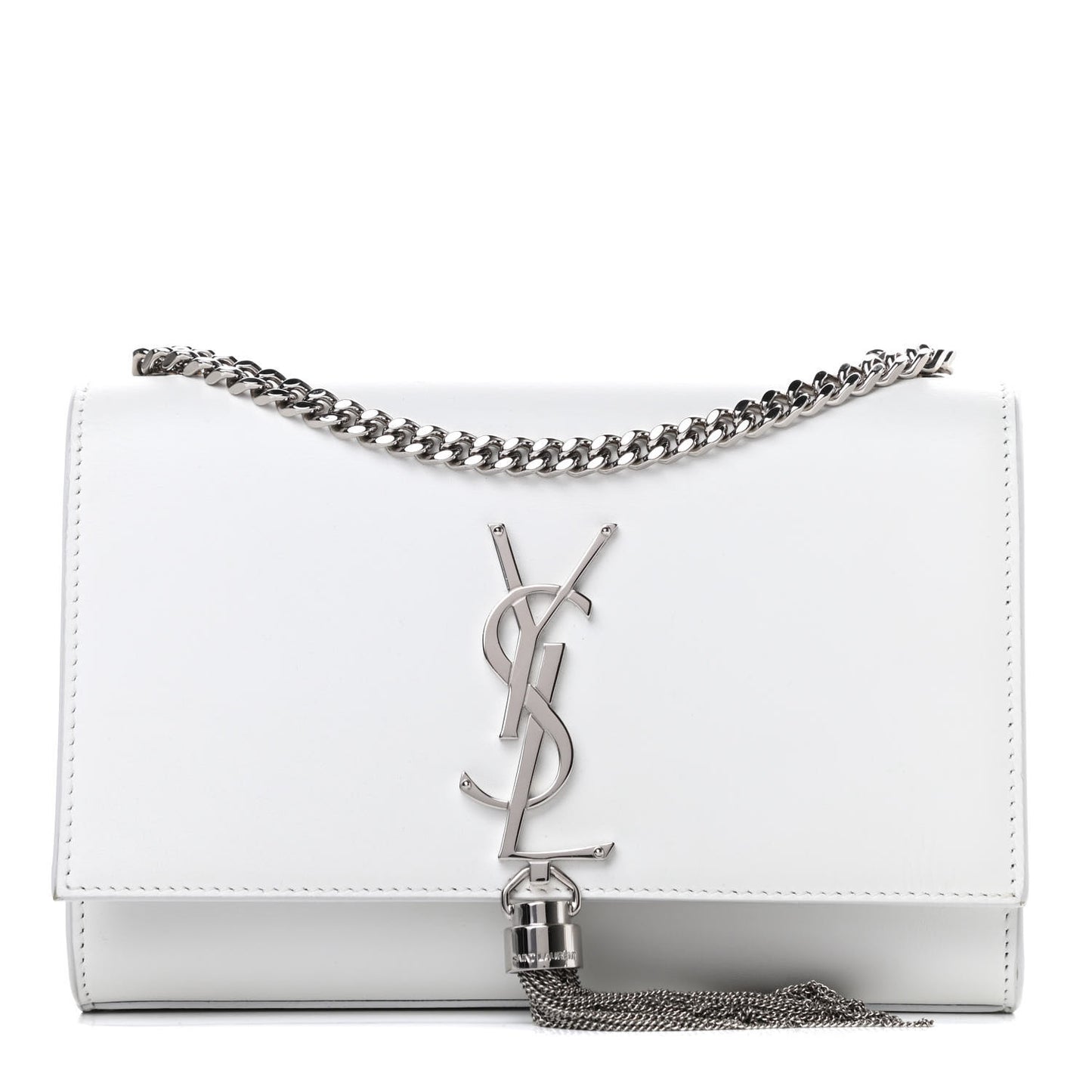 Smooth Calfskin Small Classic Monogram Kate Tassel Satchel Optical White