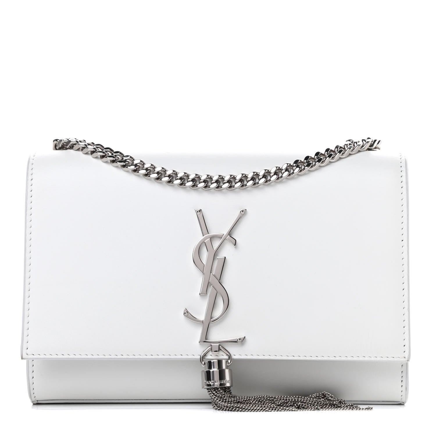 Saint Laurent Smooth Calfskin Small Classic Monogram Kate Tassel Satchel Optical White 1 of 16