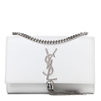 Saint Laurent Smooth Calfskin Small Classic Monogram Kate Tassel Satchel Optical White 1 of 16