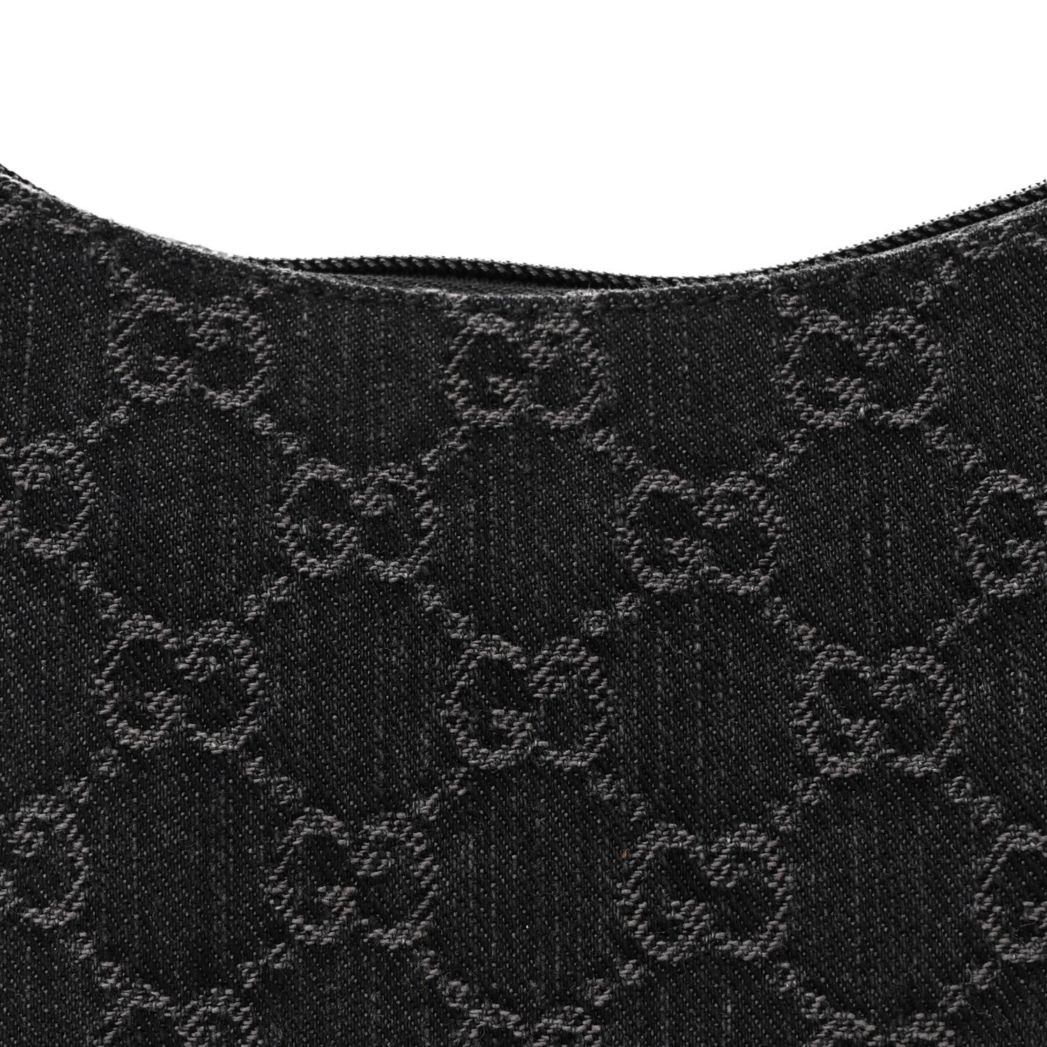 Gucci Jacquard Black Denim GG Monogram Horsebit Slim Small Shoulder Bag Black Grey 8 of 10