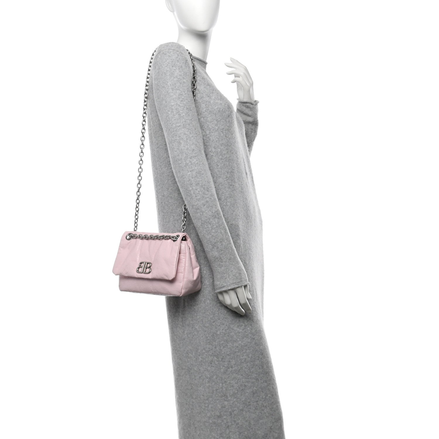 Balenciaga Arena Calfskin Mini Monaco Chain Shoulder Bag Petal Pink 2 of 10