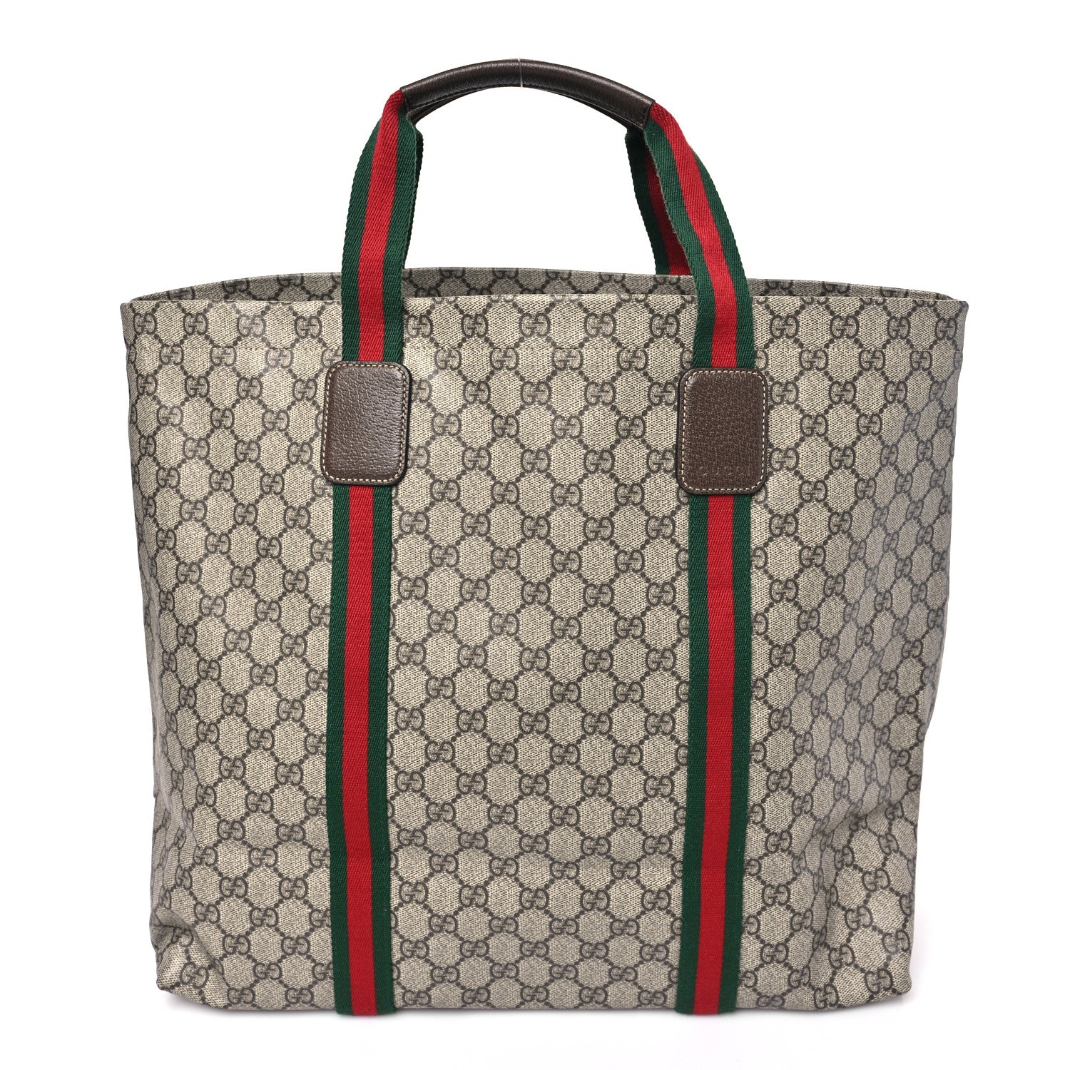 Gucci Tender GG Supreme Monogram Textured Dollar Calfskin Web Tote Beige Ebony New Acero 1 of 9