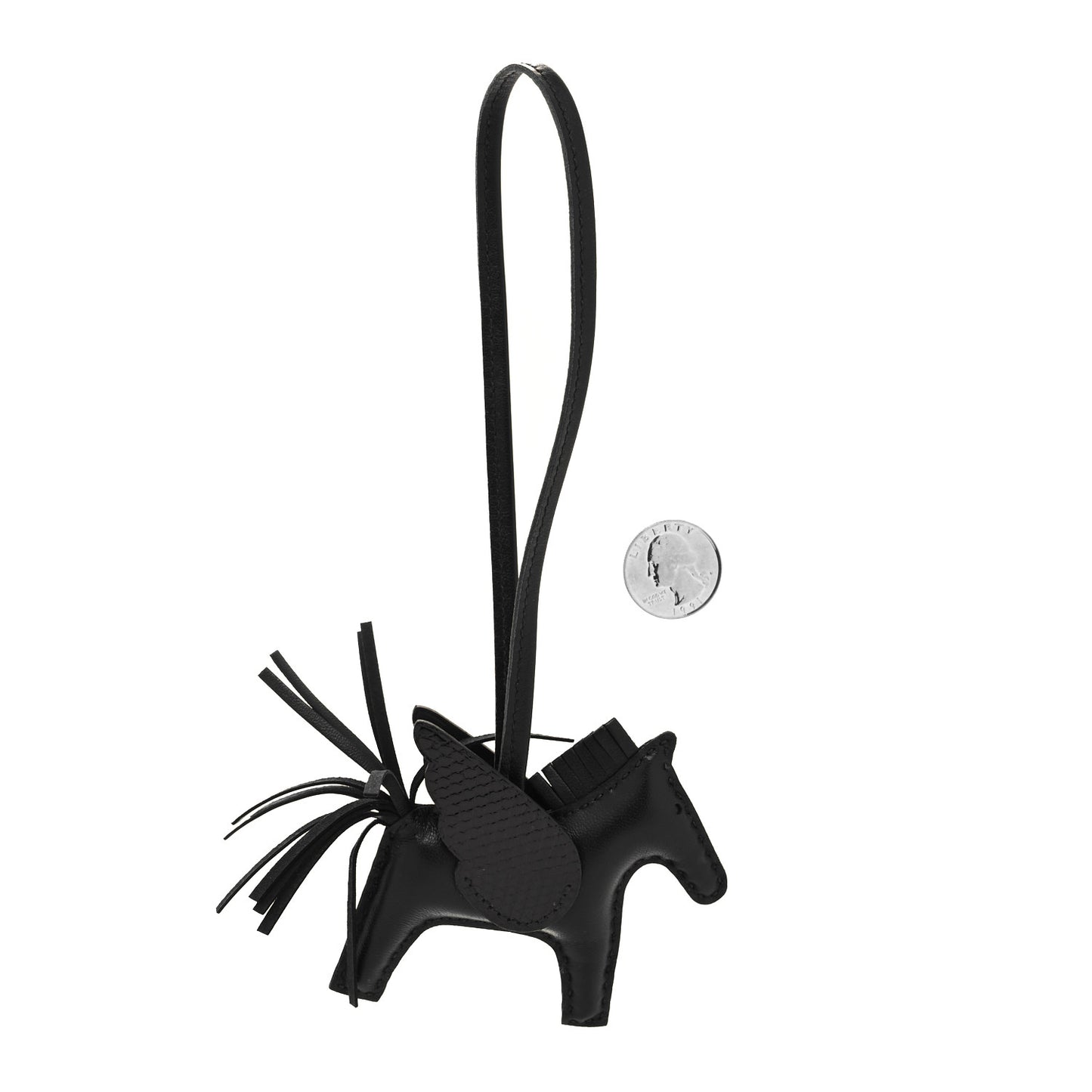 Milo Lambskin Lizard Touch Grigri Rodeo Pegase Horse Bag Charm PM So Black