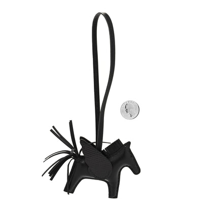 Hermes Milo Lambskin Lizard Touch Grigri Rodeo Pegase Horse Bag Charm PM So Black 2 of 4