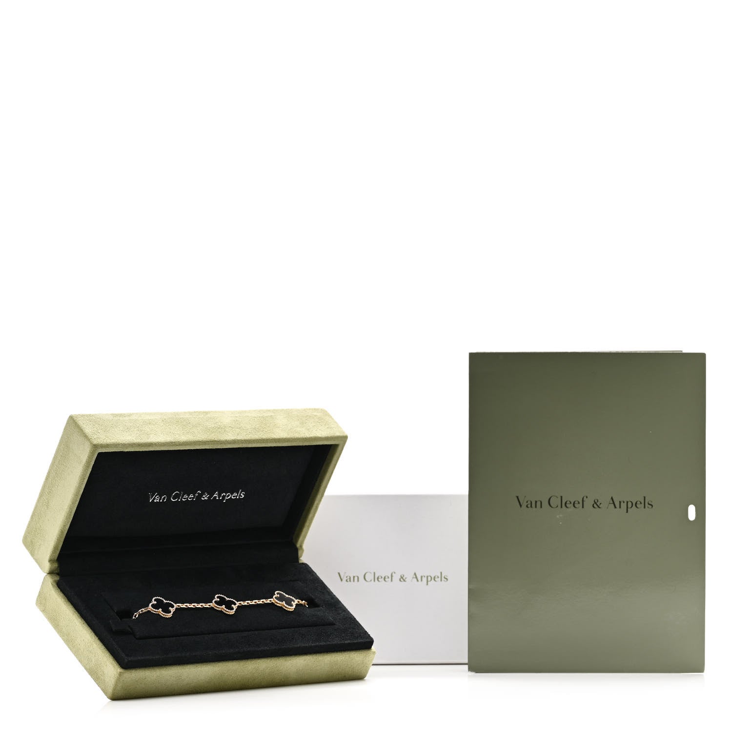 Van Cleef & Arpels 18K Yellow Gold Black Onyx 5 Motifs Vintage Alhambra Bracelet 5 of 5
