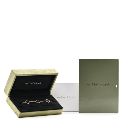 Van Cleef & Arpels 18K Yellow Gold Black Onyx 5 Motifs Vintage Alhambra Bracelet 5 of 5
