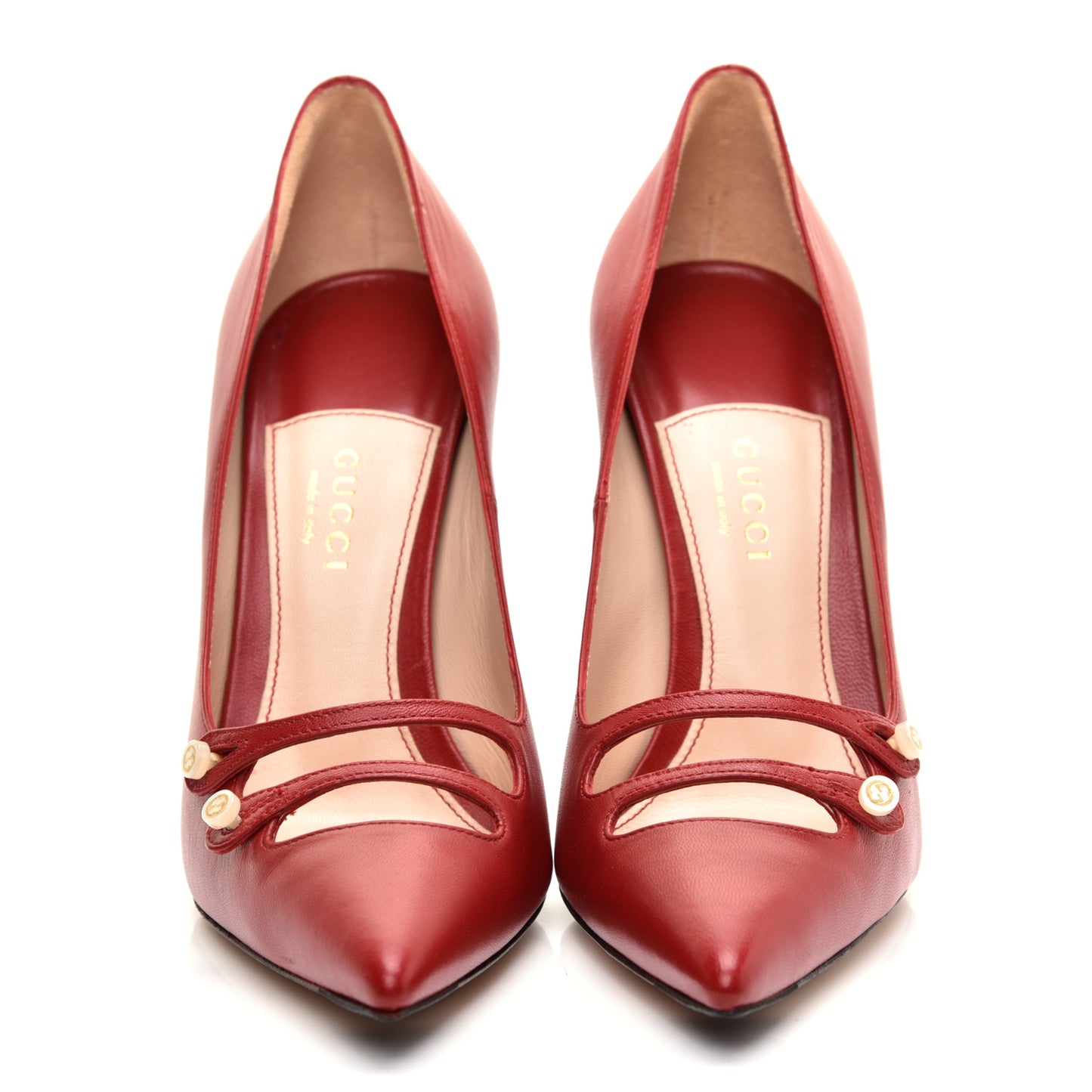 Malaga Kid Double Strap High Heel Pumps 38 Red