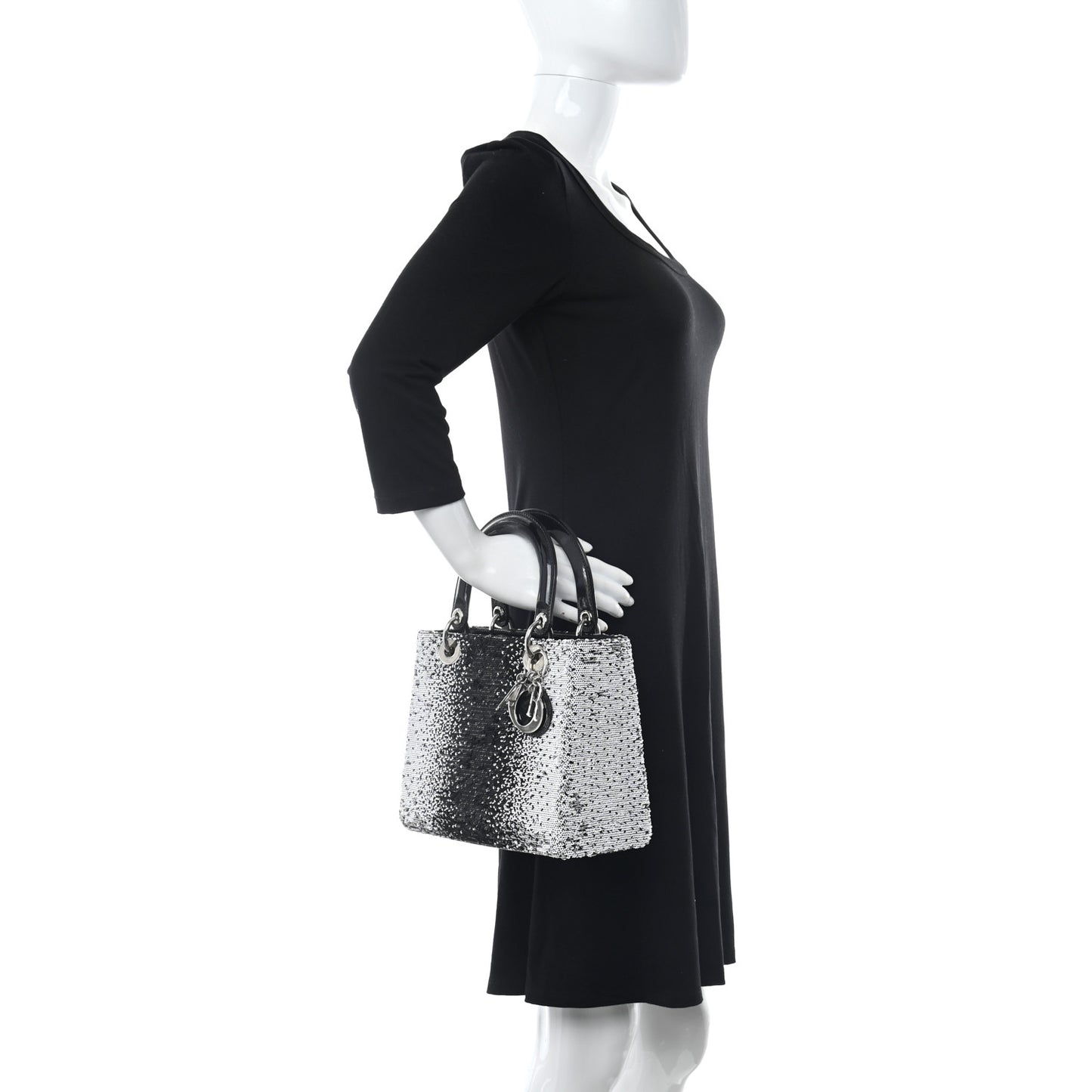 Patent Sequin Medium Lady Dior Black Multicolor