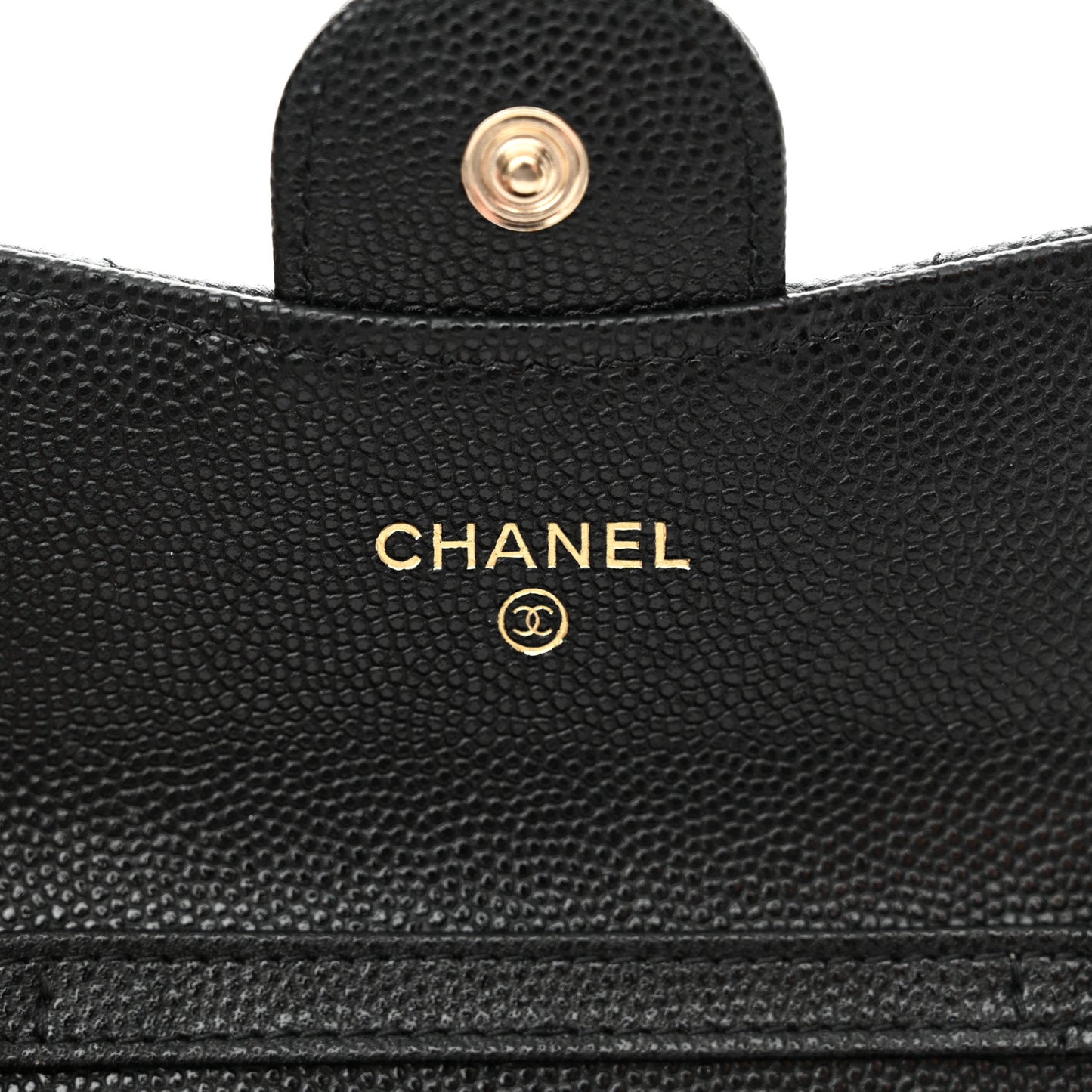 Caviar Quilted Flap Card Holder On Chain Black