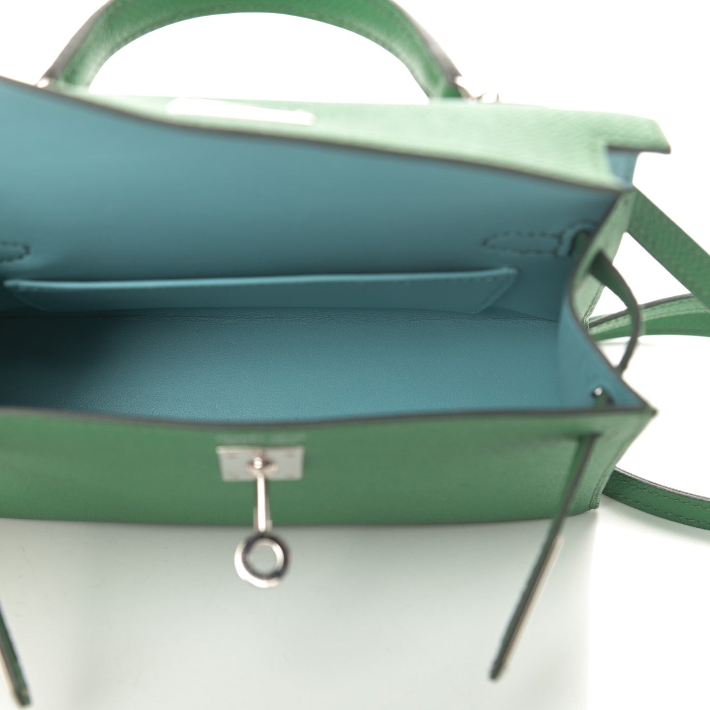 Epsom Verso Mini Kelly Sellier 20 Cactus Bleu Atoll
