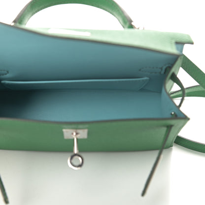 Hermes Epsom Verso Mini Kelly Sellier 20 Cactus Bleu Atoll 5 of 11