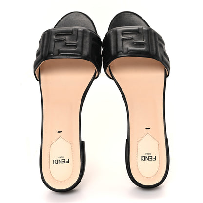 Fendi Nappa FF Embossed Flat Slide Sandals 40 Black 2 of 9