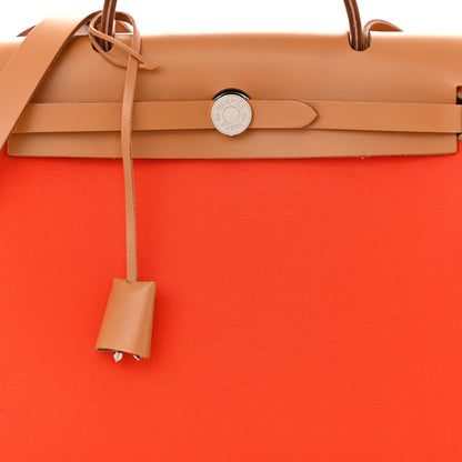 Hermes Vache Hunter Toile Herbag Zip Retourne 31 PM Capucine Fauve 9 of 12