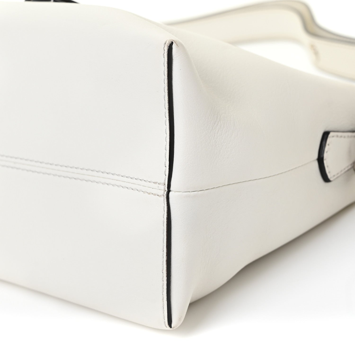 Fendi Vitello Dolce Bi-Color FF 1974 Embossed Medium By The Way Boston Bag White Ice Maya Black 9 of 13