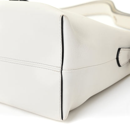 Fendi Vitello Dolce Bi-Color FF 1974 Embossed Medium By The Way Boston Bag White Ice Maya Black 9 of 13