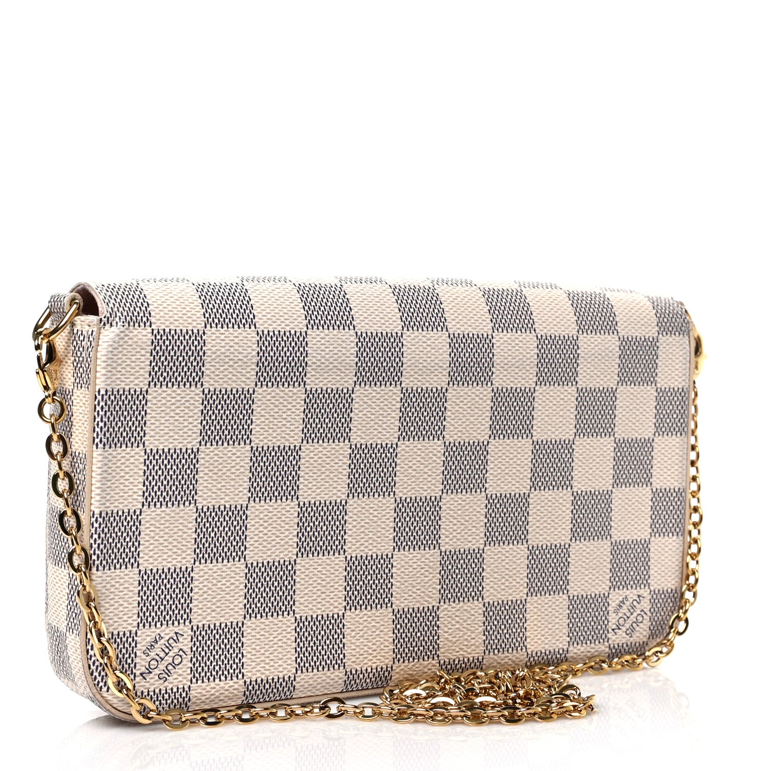Louis Vuitton Damier Azur Pochette Felicie Chain Wallet Rose Ballerine 4 of 9