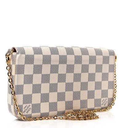 Louis Vuitton Damier Azur Pochette Felicie Chain Wallet Rose Ballerine 4 of 9