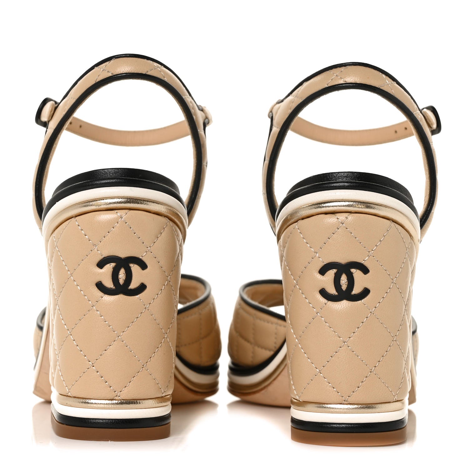 Chanel Lambskin Quilted CC Sandal 37.5 Beige 5 of 8
