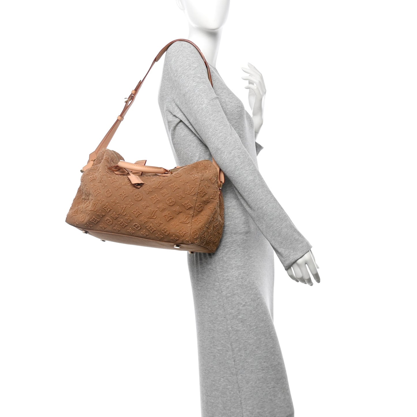 Denim Monogram Stone Speedy Bandouliere 35 Caramel