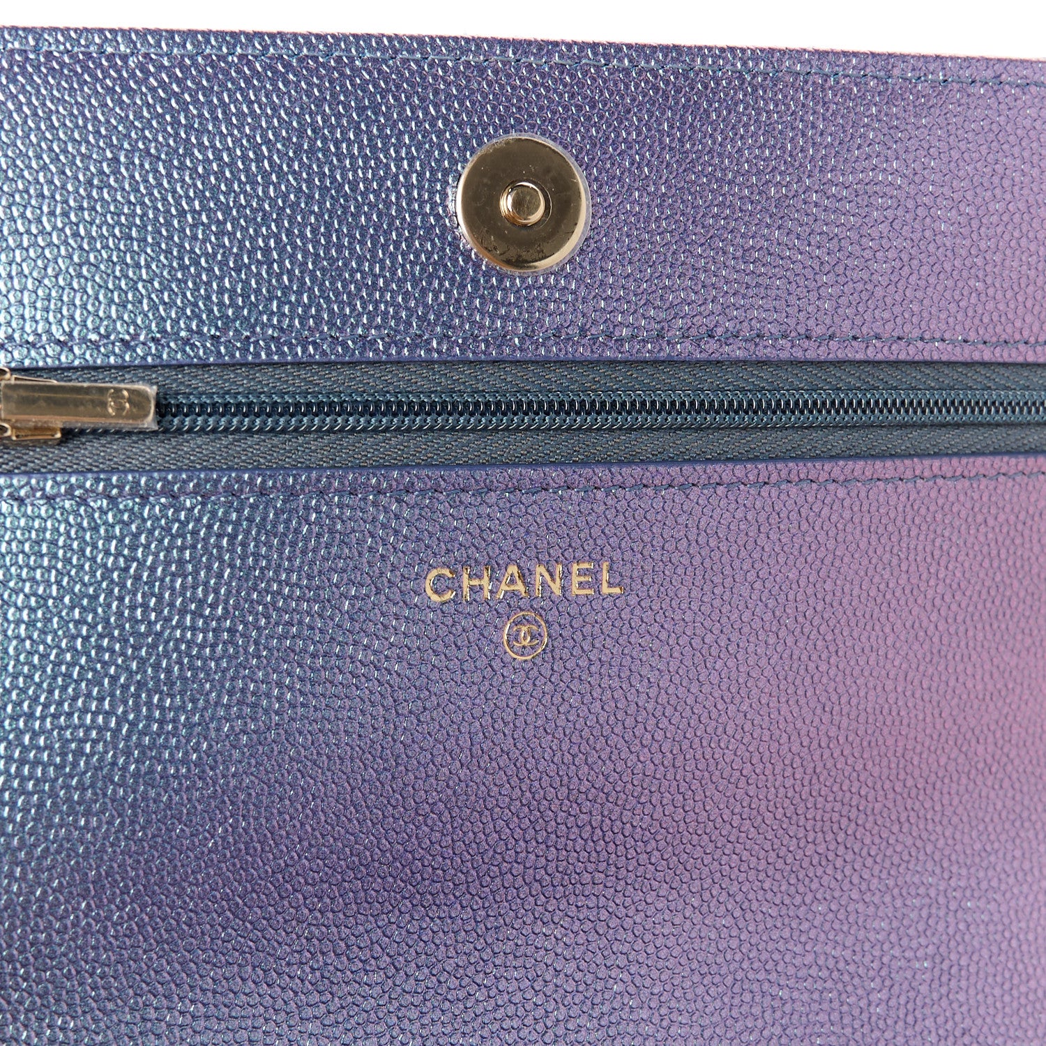 Chanel Iridescent Caviar Quilted Wallet on Chain WOC Dark Blue 6 of 12