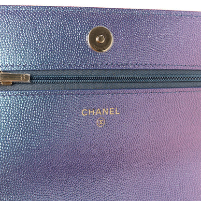 Chanel Iridescent Caviar Quilted Wallet on Chain WOC Dark Blue 6 of 12