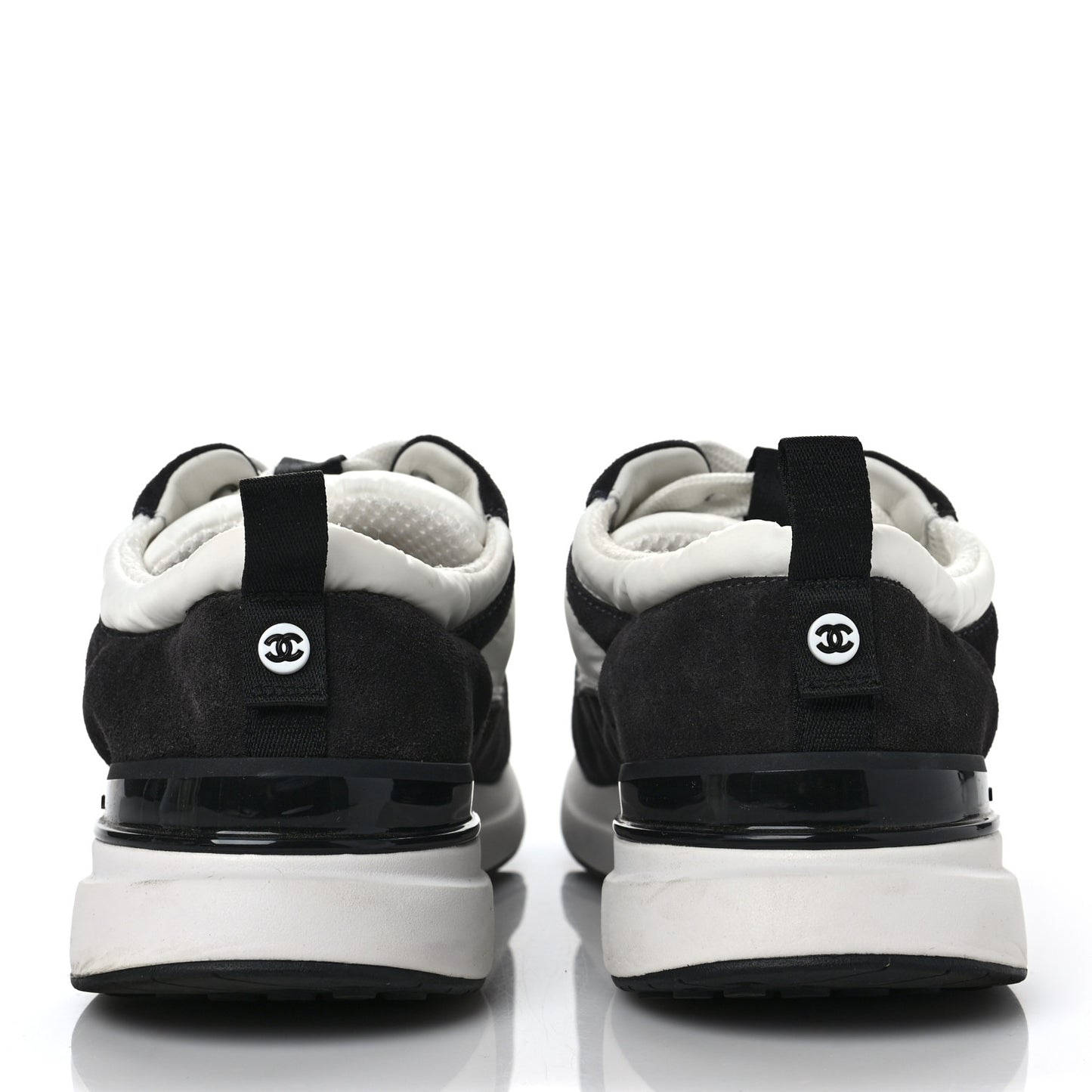 Nylon Suede Calfskin CC Sneakers 41 White Dark Grey