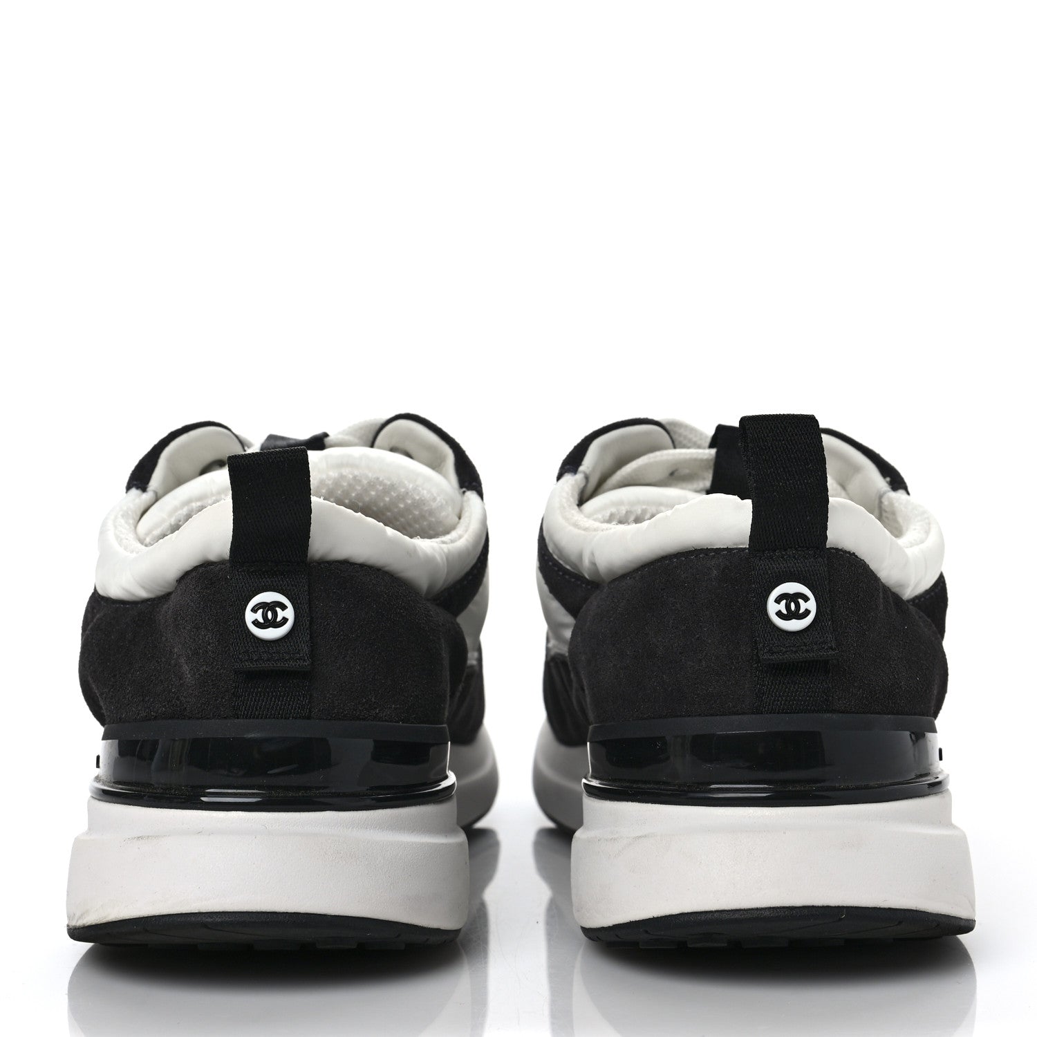 Chanel Nylon Suede Calfskin CC Sneakers 41 White Dark Grey 5 of 10