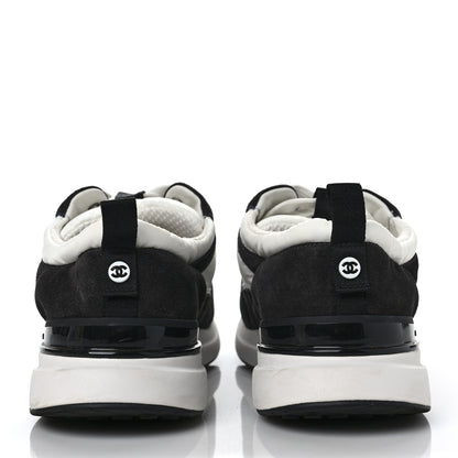 Chanel Nylon Suede Calfskin CC Sneakers 41 White Dark Grey 5 of 10