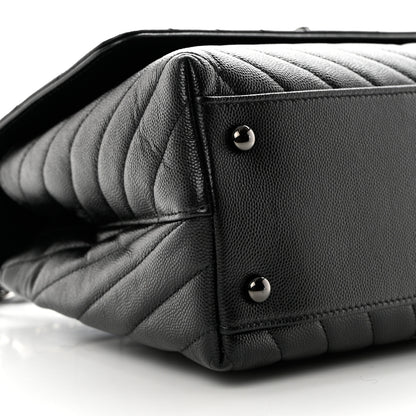 Chanel Caviar Chevron Quilted Small Coco Handle Flap So Black 8 of 9