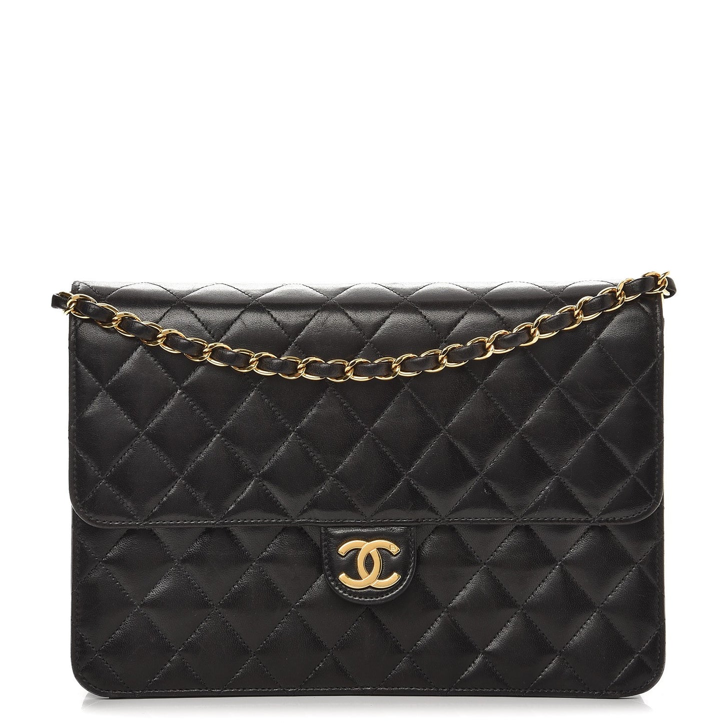 Lambskin Quilted Medium Single Flap Black