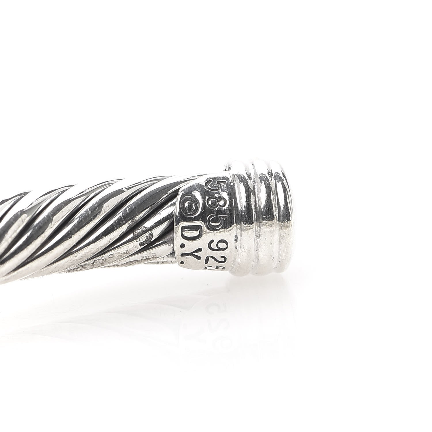 David Yurman Sterling Silver 14K Yellow Gold Iolite Garnet 5mm Renaissance Cable Station Bracelet 4 of 5
