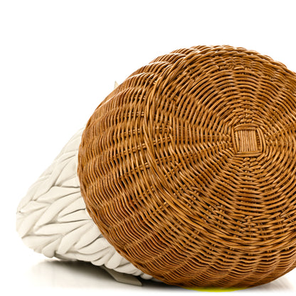 Miu Miu Nappa Matelasse Wicker Basket Bag White Miele 8 of 9