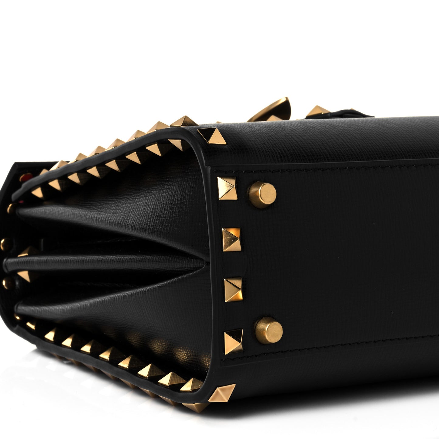 Grainy Calfskin Small Rockstud Alcove Top-Handle Flap Bag Black