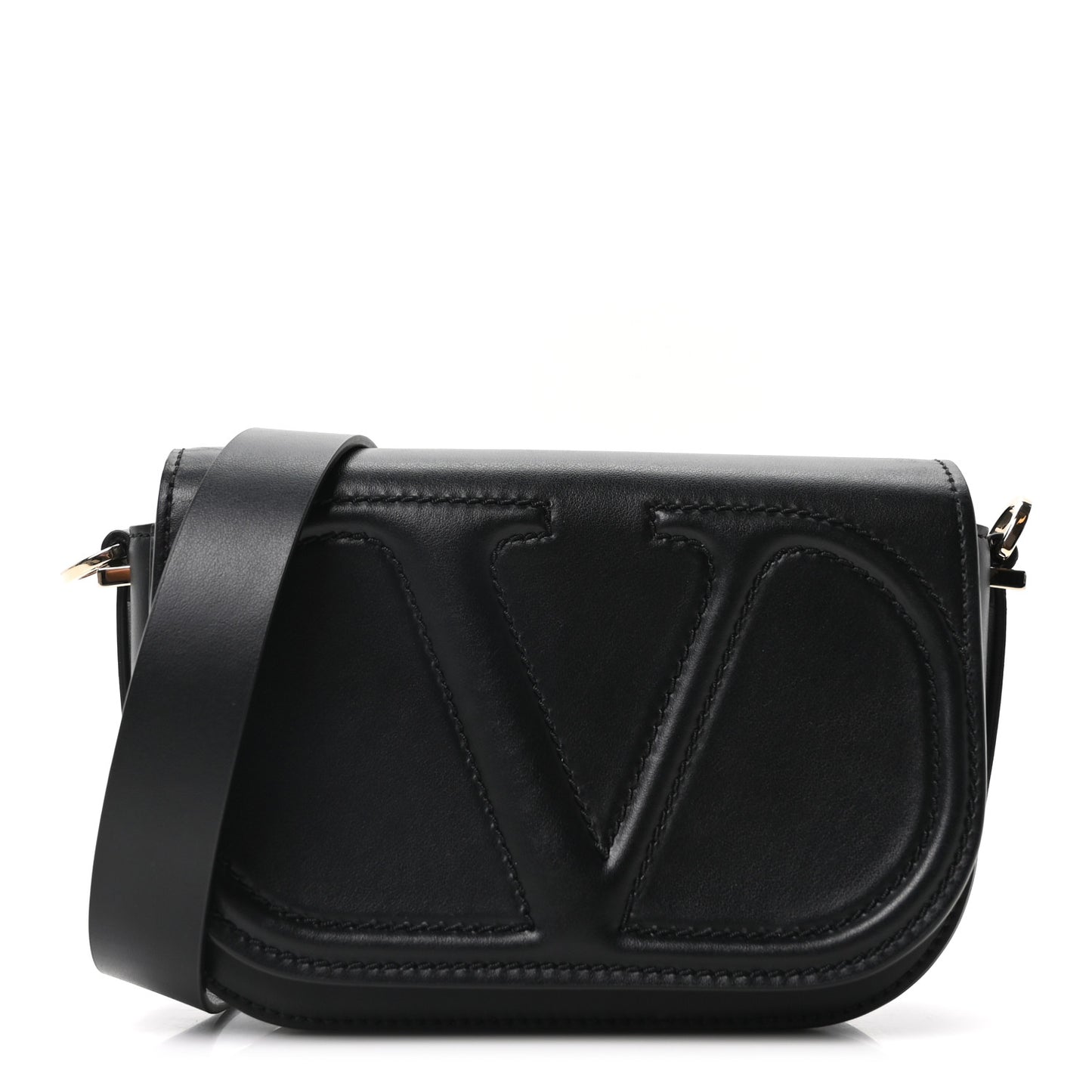 Calfskin VLogo Walk Shoulder Bag Black