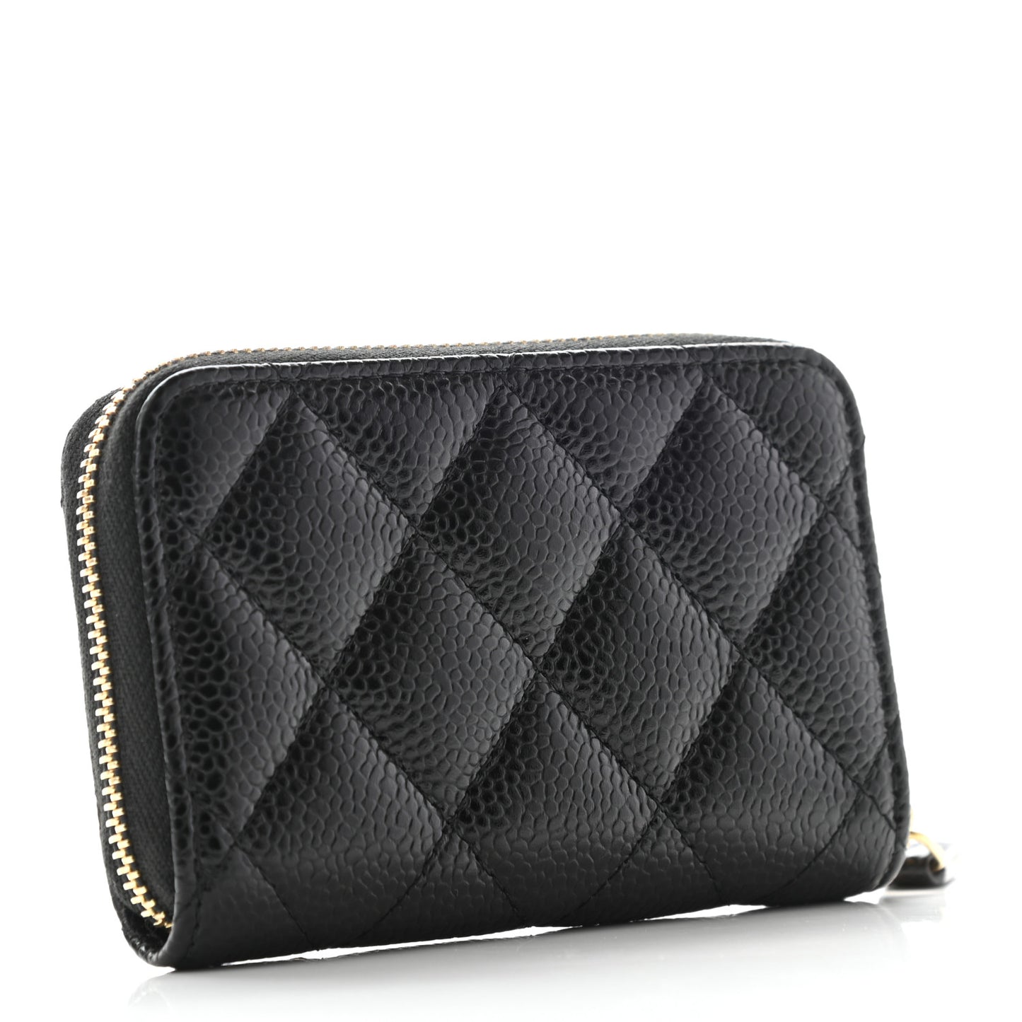 Caviar Quilted Zip Coin Purse Black