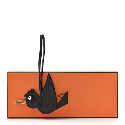 Hermes Swift Alligator Birdy Bag Charm Black 5 of 5