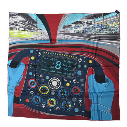 Hermes Silk Double Face Formula One Scarf 90 Marine Colvert 2 of 5