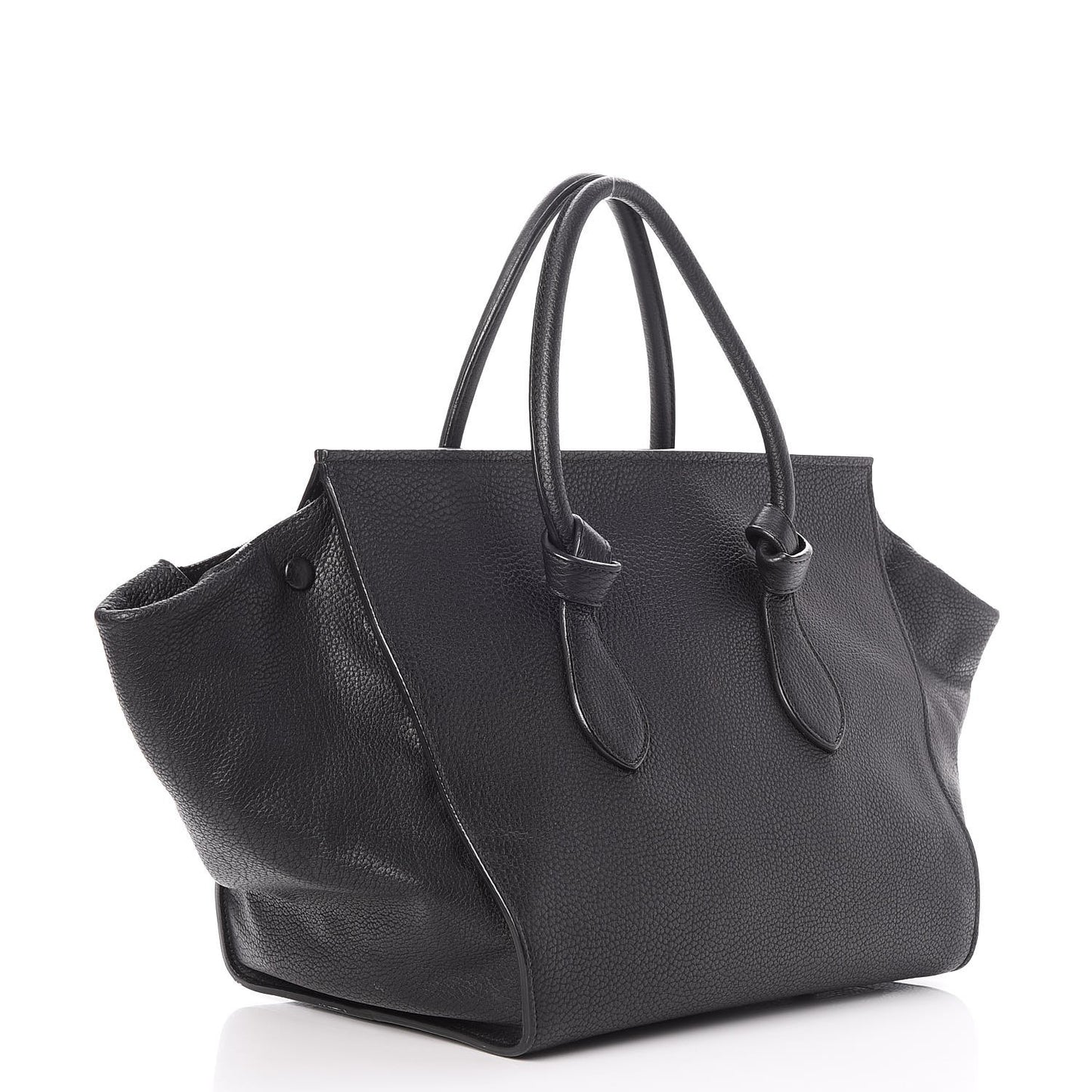 Crisped Calfskin Small Tie Knot Tote Black