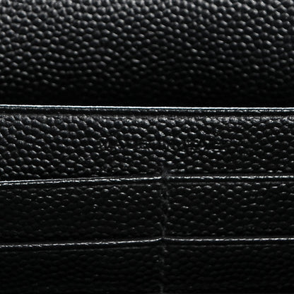 Saint Laurent Grain De Poudre Matelasse Chevron Monogram Chain Wallet Black 7 of 7