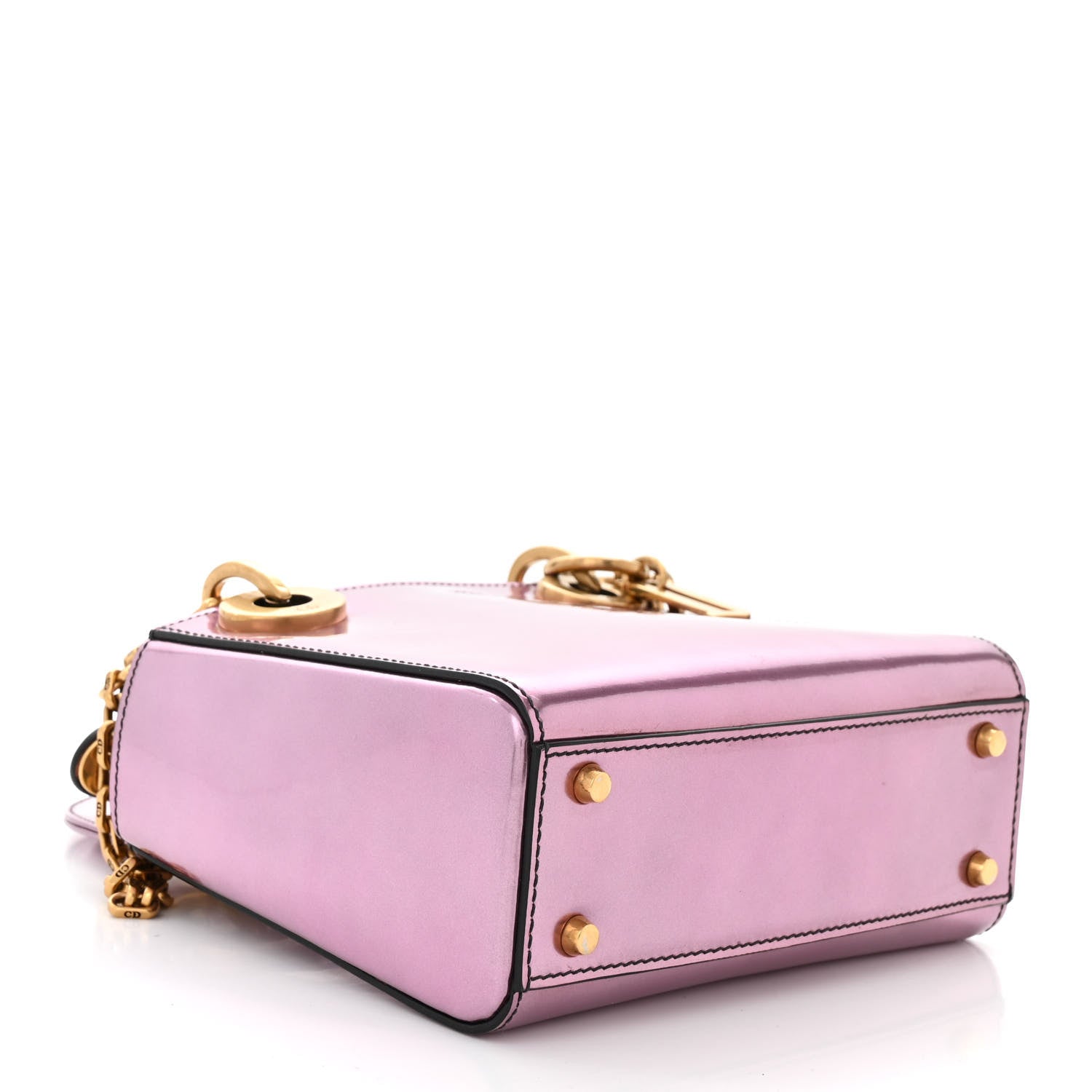 Christian Dior Metallic Glazed Calfskin Mini Lady Dior Pink 4 of 11