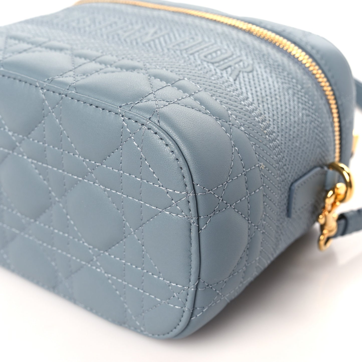 Lambskin Cannage Small Diortravel Vanity Case Cloud Blue