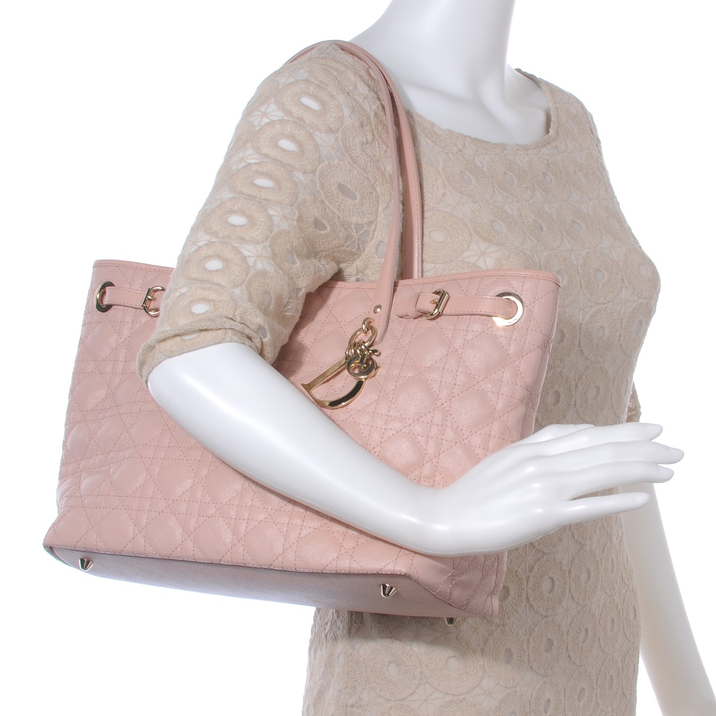 Coated Canvas Cannage Small Panarea Tote Light Pink